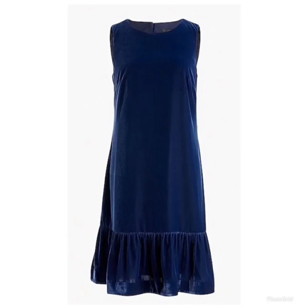 J Crew velvet ruffle hem tank dress